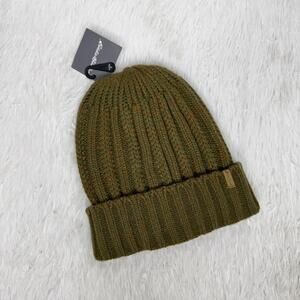 EDDIE BAUER / olive green cable knit fleece lined wildriver beanie hat / OS NWT